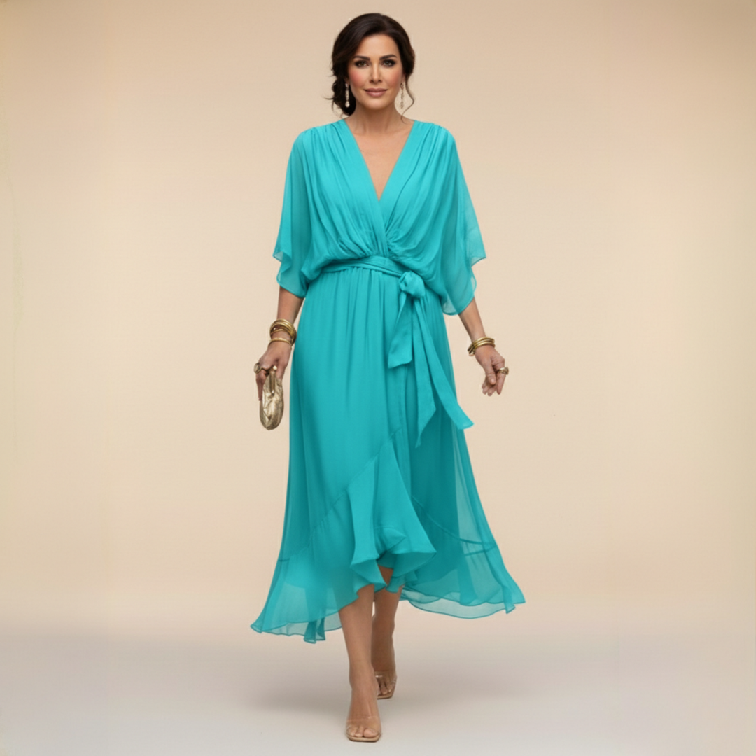Giulia | Chiffon Dress with V-Neck