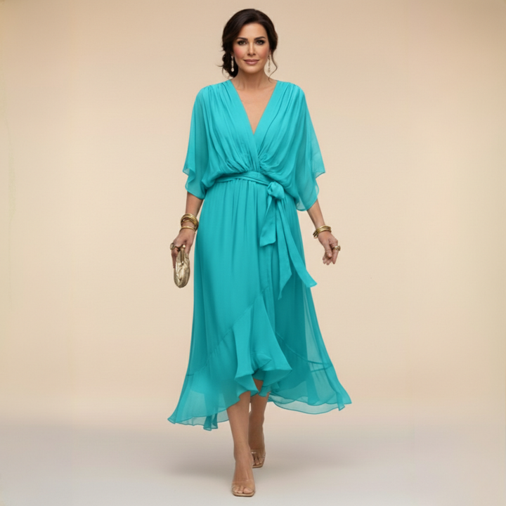 Giulia | Chiffon Dress with V-Neck
