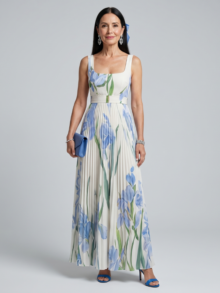 Ophelia | Sleeveless Square Neck Floral Print Dress