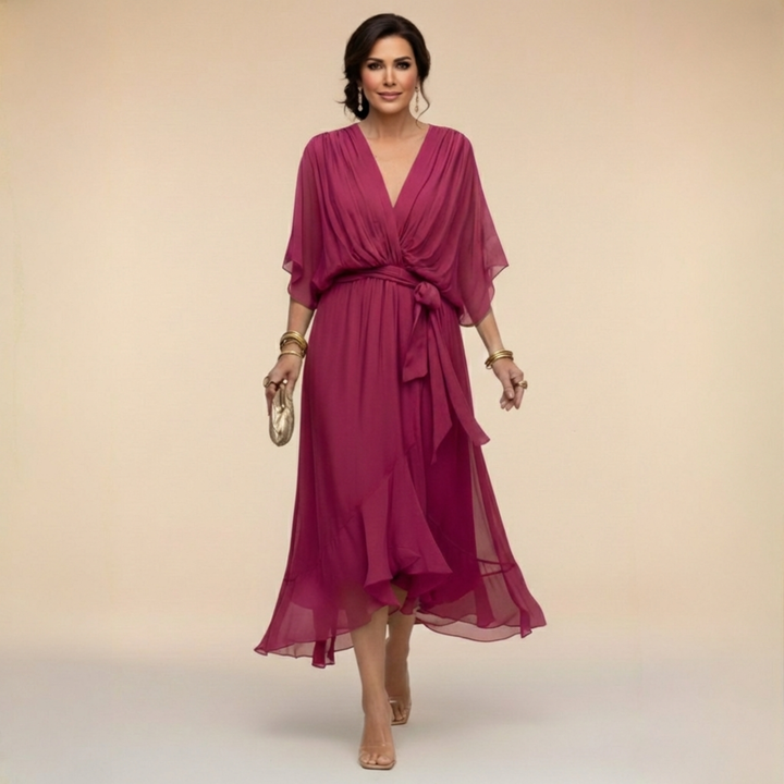 Giulia | Chiffon Dress with V-Neck