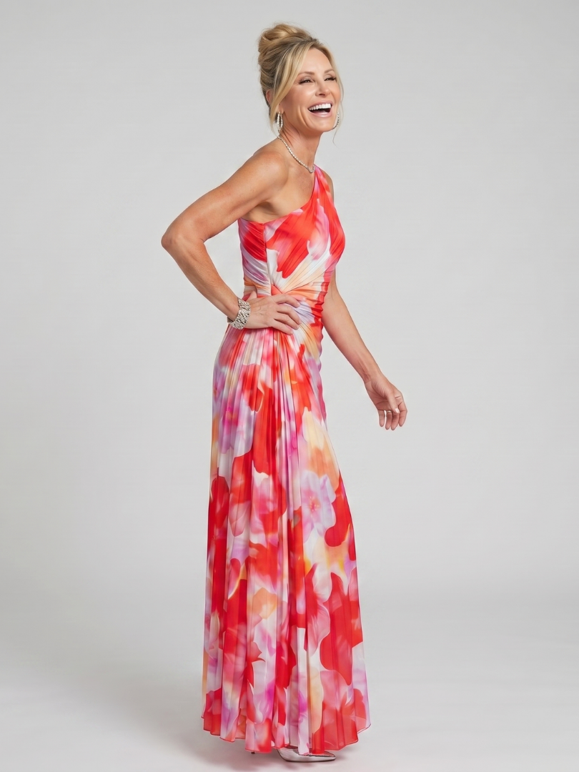 Taya | One Shoulder Pleated Bodice Dress