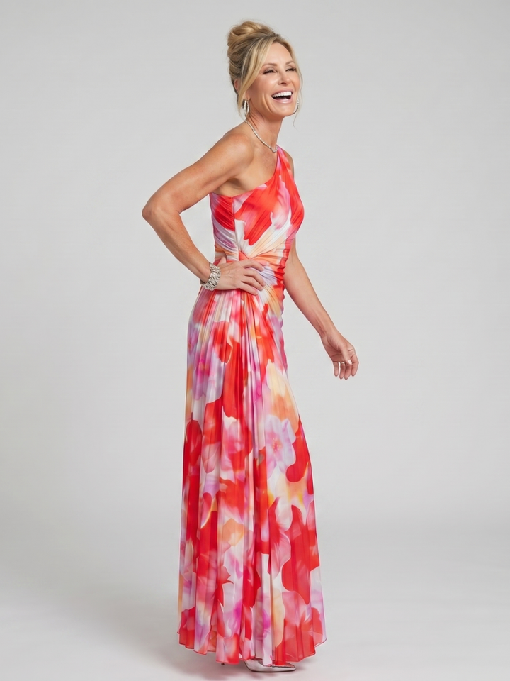 Taya | One Shoulder Pleated Bodice Dress
