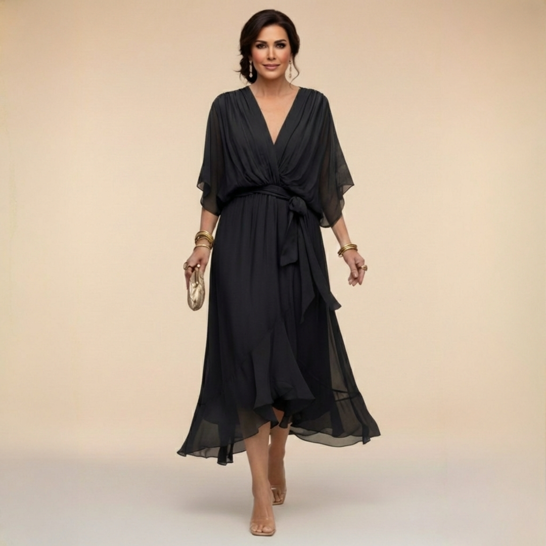 Giulia | Chiffon Dress with V-Neck