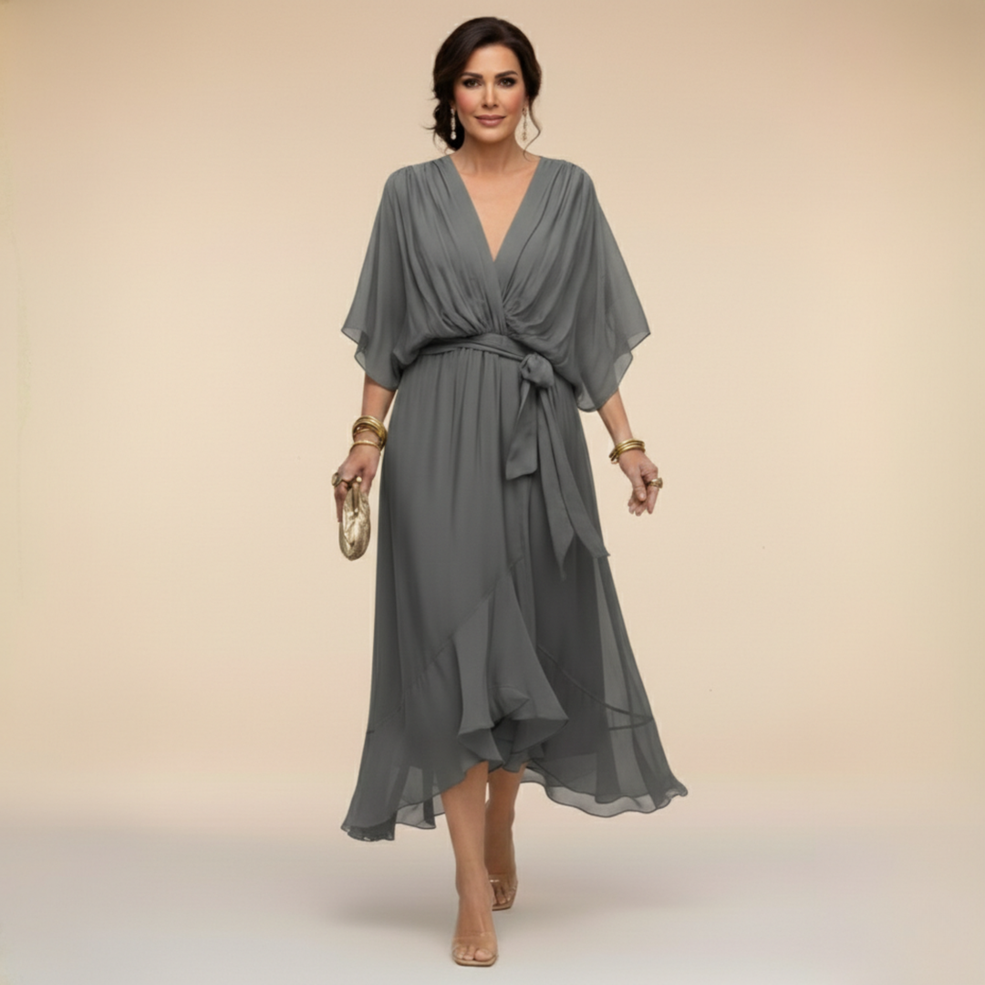 Giulia | Chiffon Dress with V-Neck