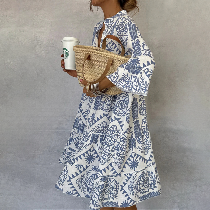 Maisie | Women's Boho Patterned Long Sleeve Midi Dress