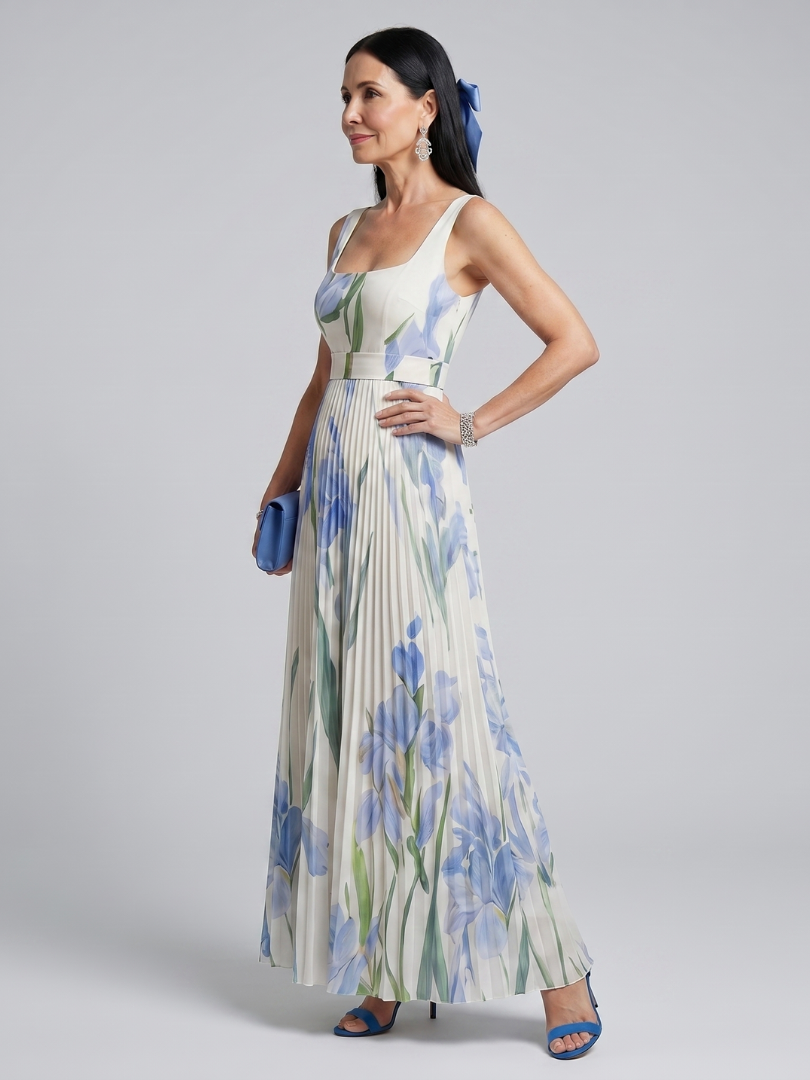 Ophelia | Sleeveless Square Neck Floral Print Dress