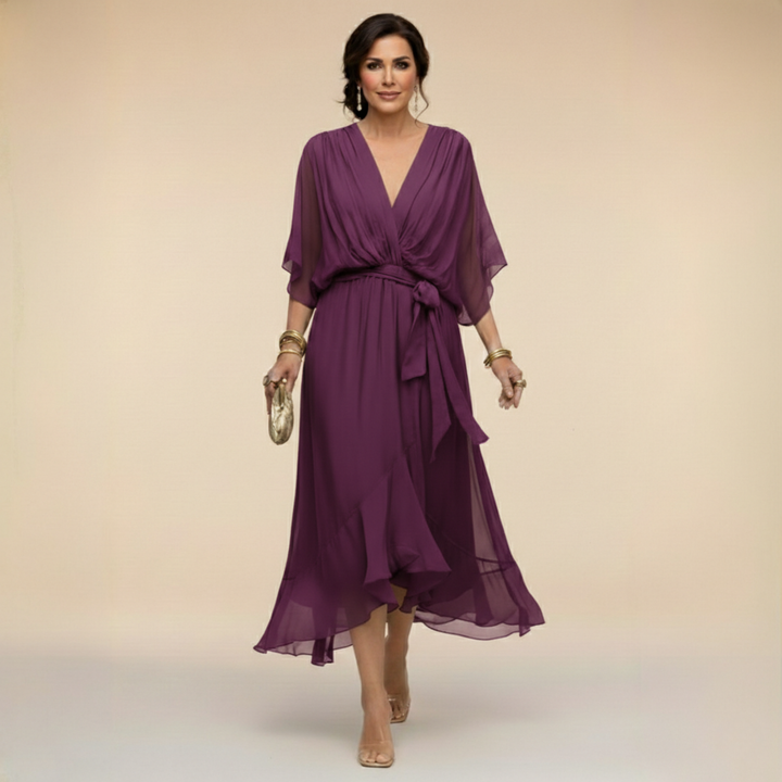 Giulia | Chiffon Dress with V-Neck