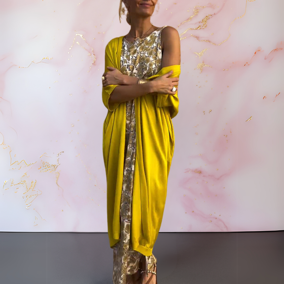 Giavanna™ | Elegant Dress with Cardigan