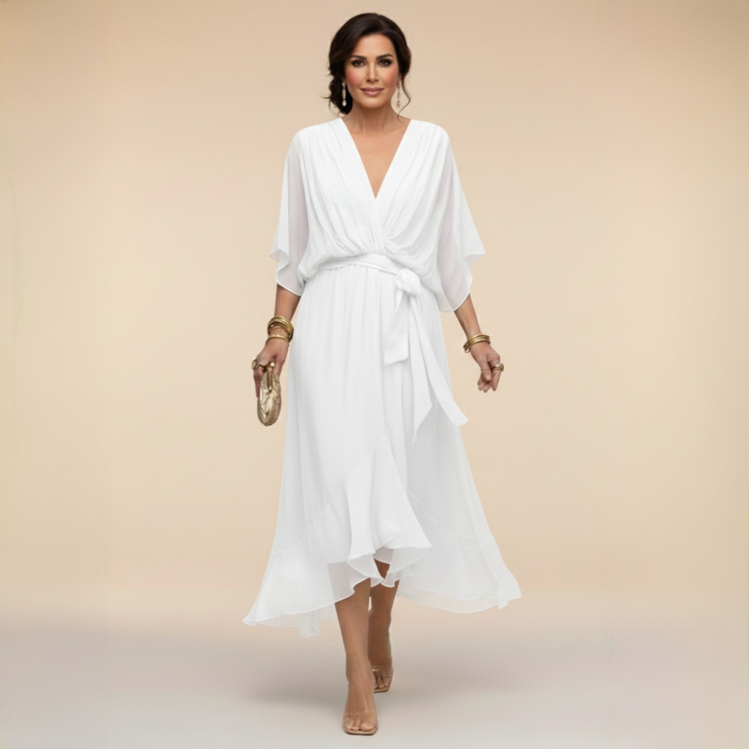 Giulia | Chiffon Dress with V-Neck