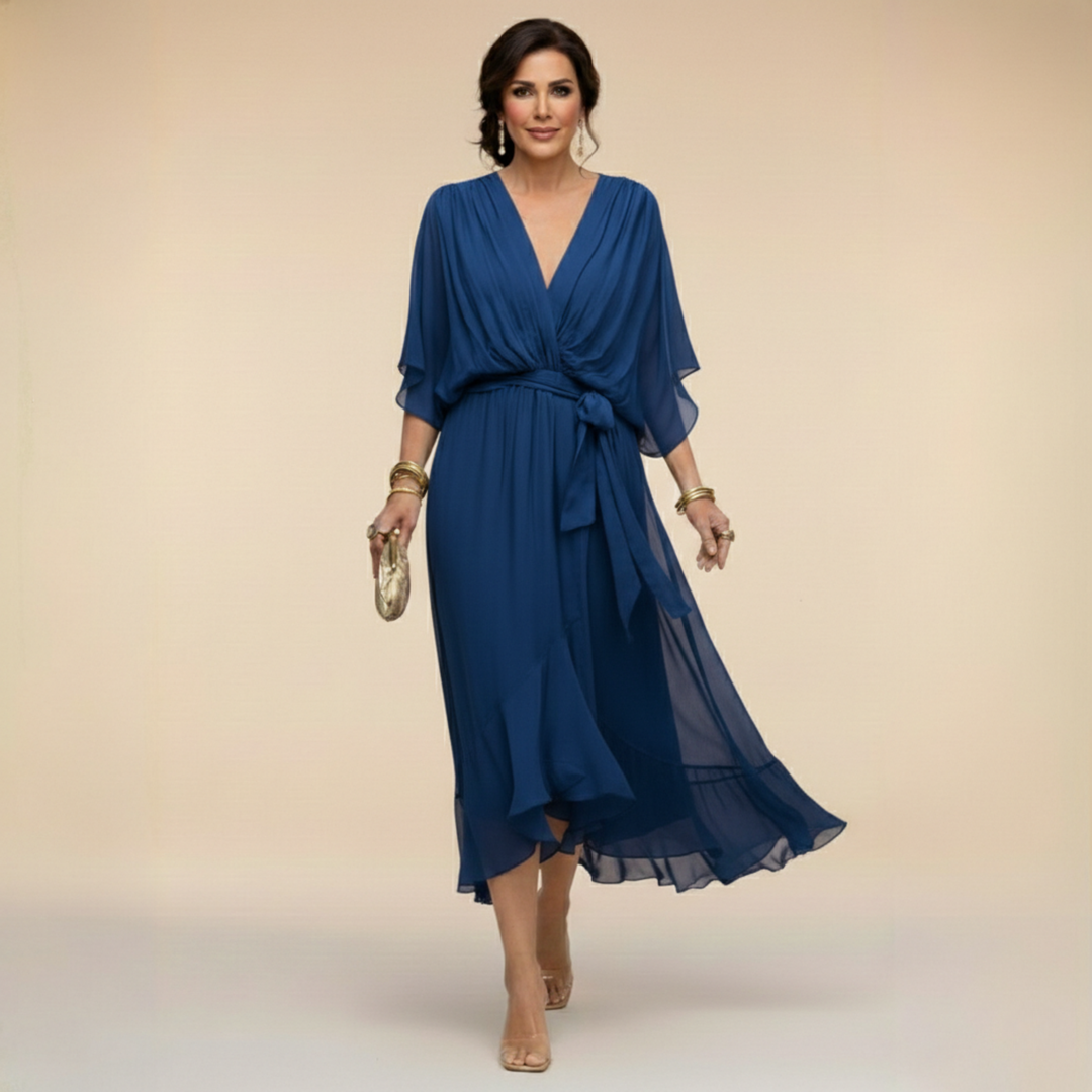 Giulia | Chiffon Dress with V-Neck