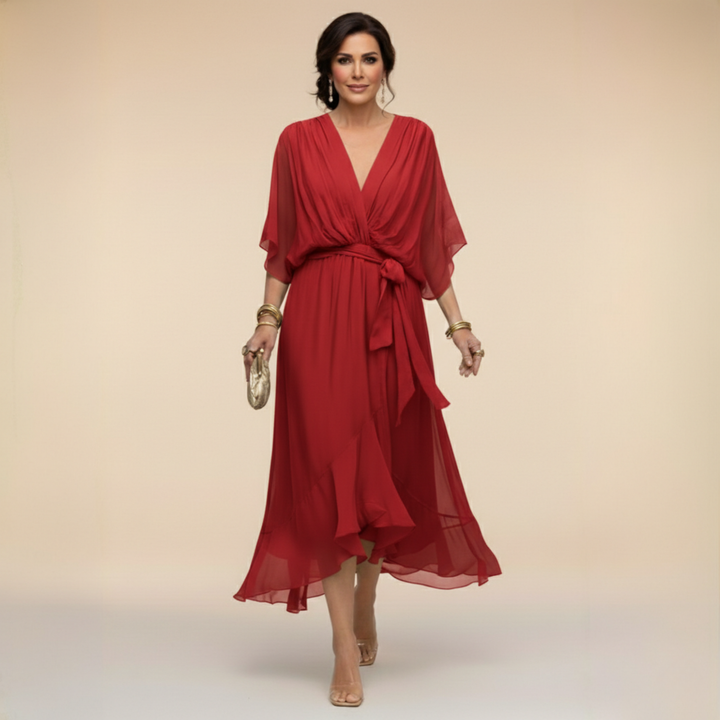 Giulia | Chiffon Dress with V-Neck