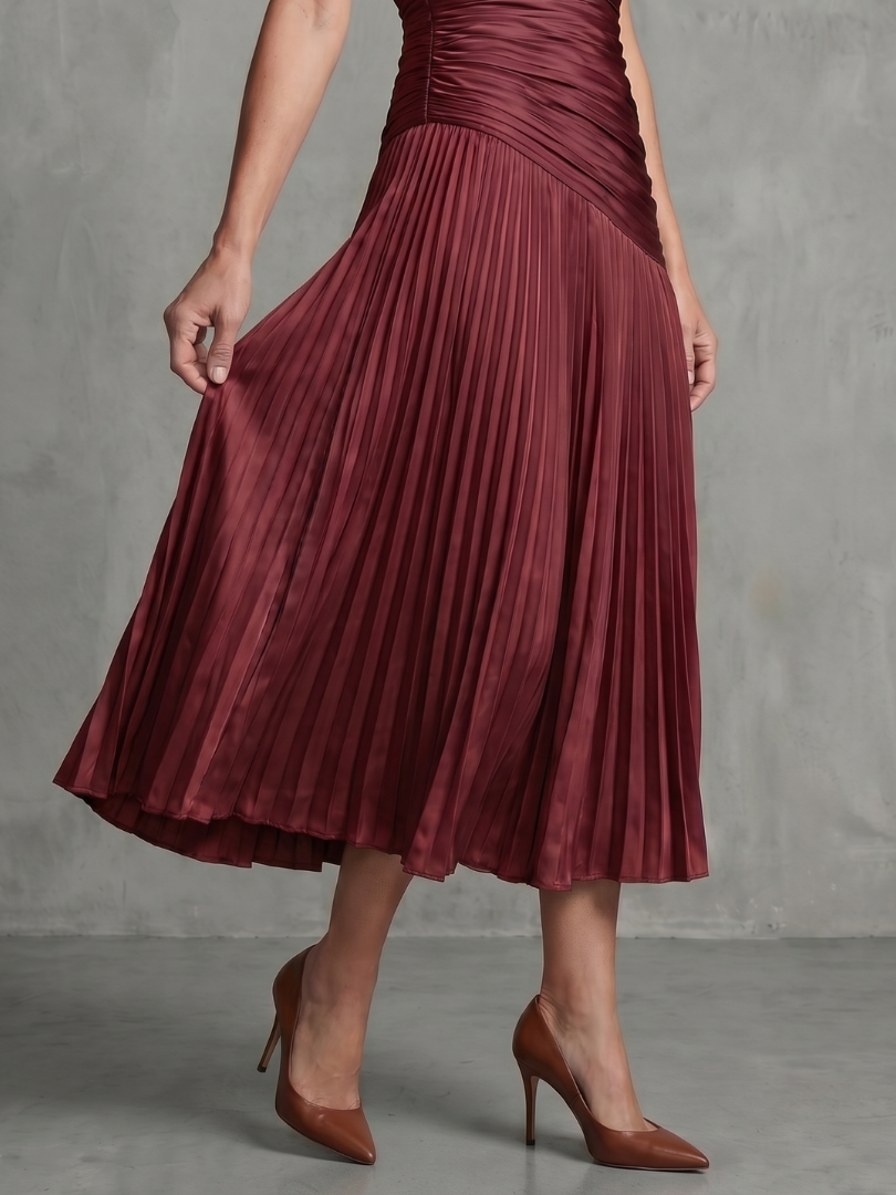 Theodora | Pleated Waistline Stripe Dress