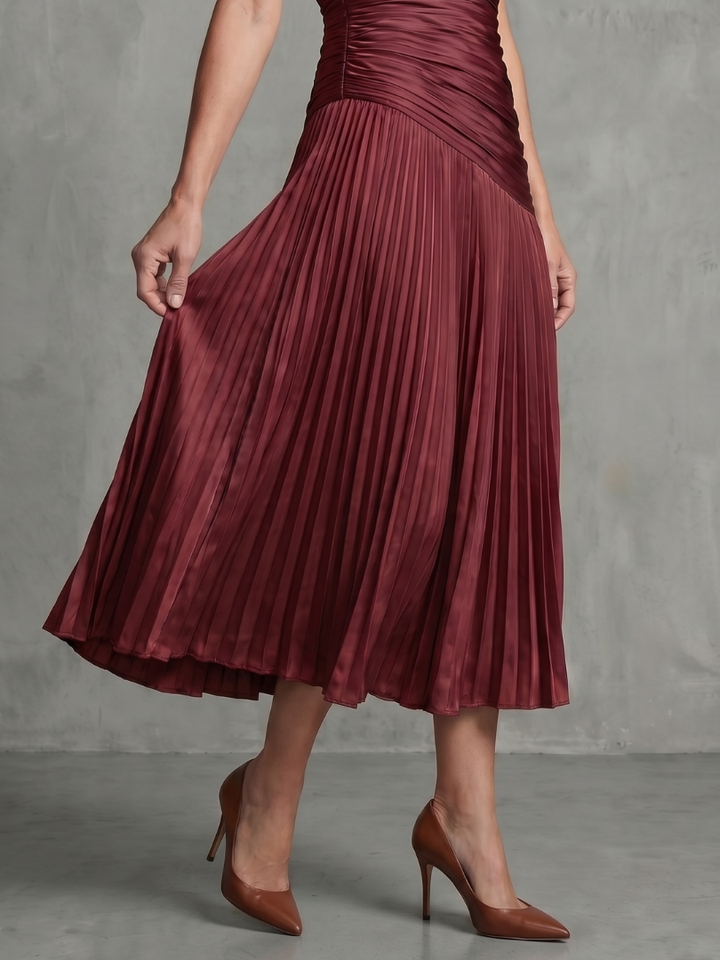 Theodora | Pleated Waistline Stripe Dress