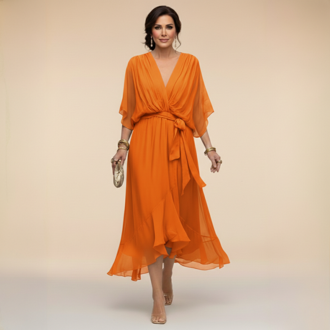 Giulia | Chiffon Dress with V-Neck