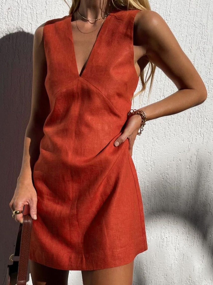 Lotje | Red Summer Dress with V-Neck
