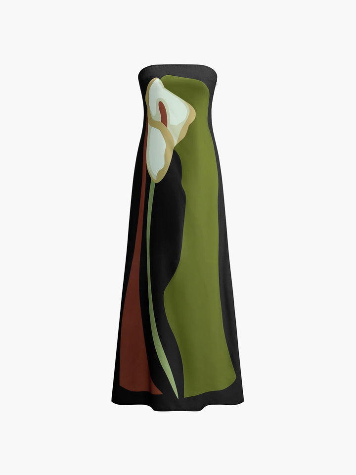 Chiara - Abstract Strapless Maxi Dress