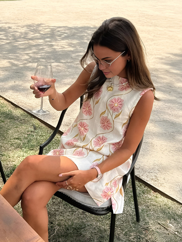 Dina | Summer Sleeveless A-Line Linen Blend Dress