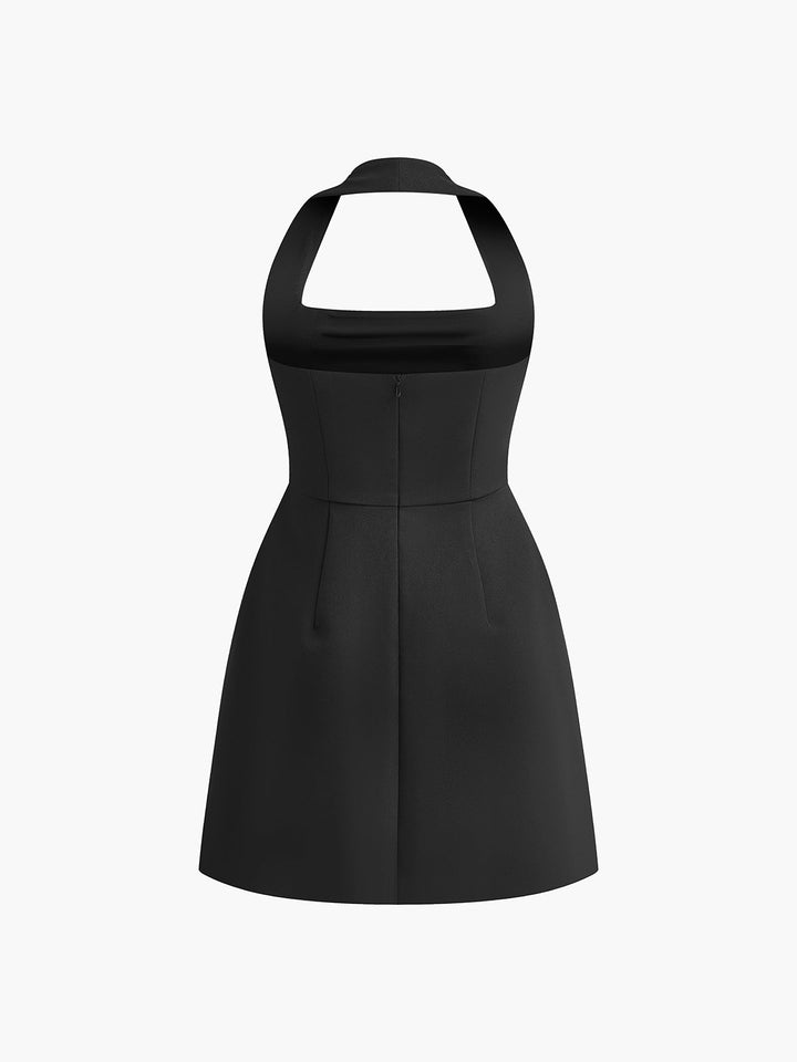 Millan | Elegant A-line Halter Mini Dress - Comfortable, Regular Fit