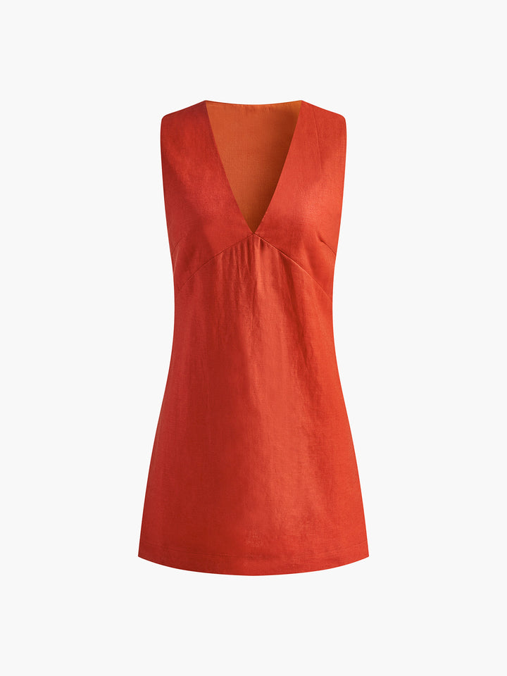 Lotje | Red Summer Dress with V-Neck