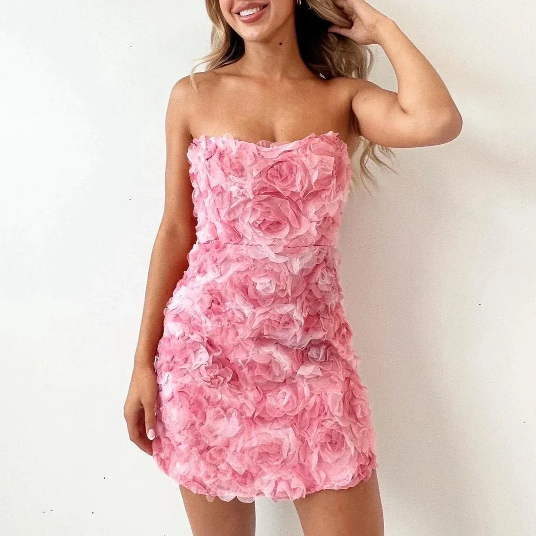 Très Jolie | Strapless Dress with Floral Pattern