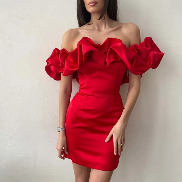 Myrell | Off-Shoulder Cocktail Dress with Ruffles