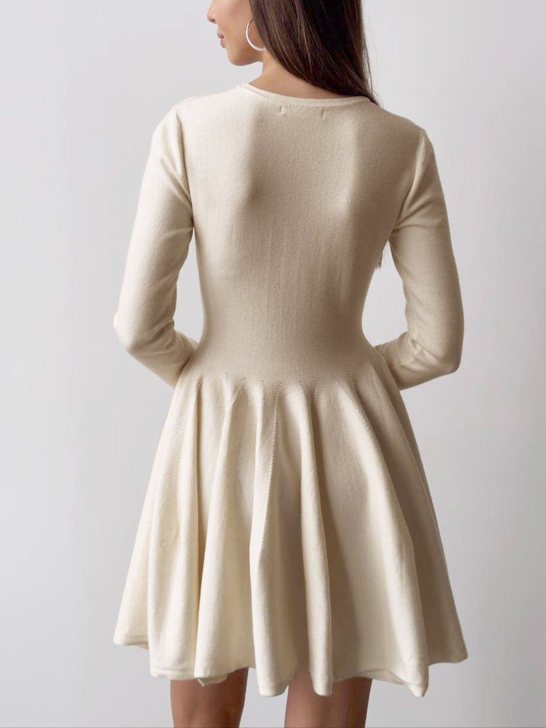 Lovie | Trendy Fit-and-Flare Dress - Structured Skirt, Round Neckline with Long Sleeves