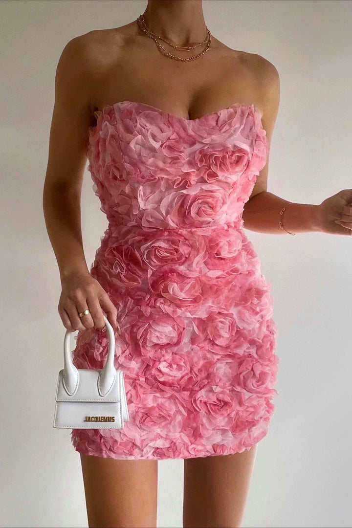 Très Jolie | Strapless Dress with Floral Pattern