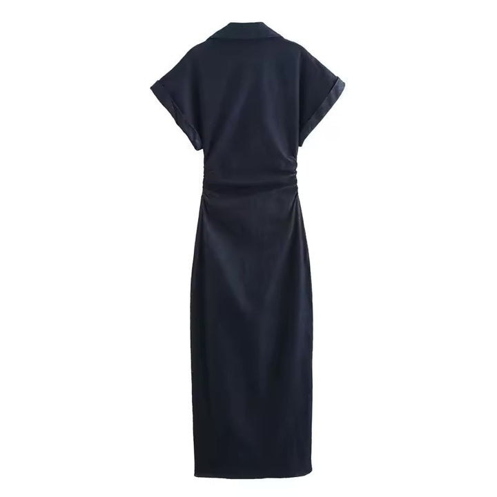 Chiara – Slim Fit V-Neck Denim Dress