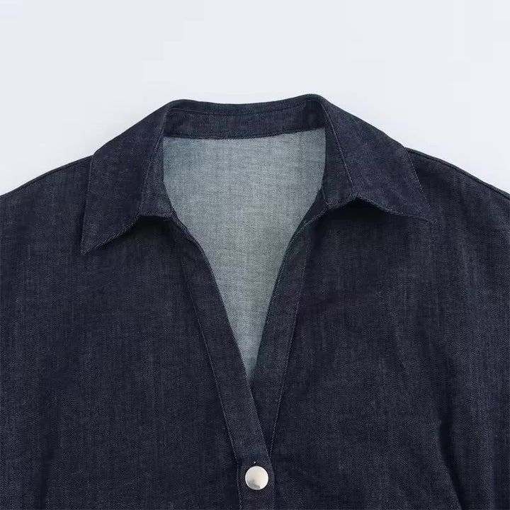 Chiara – Slim Fit V-Neck Denim Dress