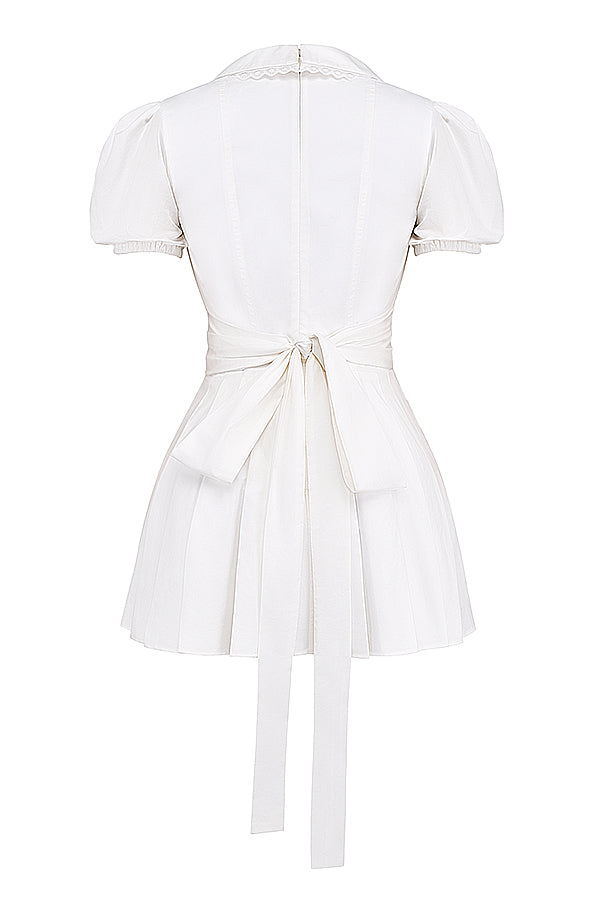 Aida | Classic Pleated Mini Dress – Elegant V-neck