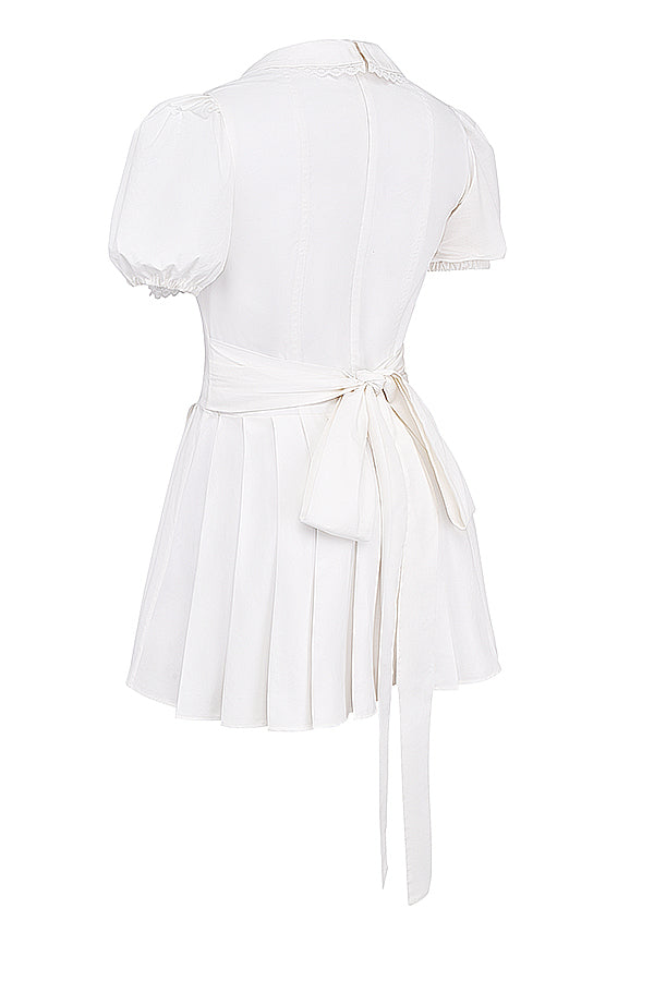 Aida | Classic Pleated Mini Dress – Elegant V-neck