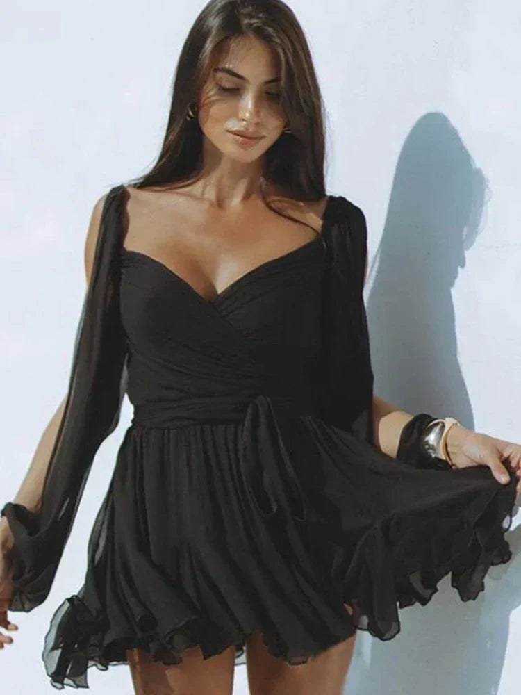 Elda | Elegant Women's Dress – Wrap Look & Pleated Skirt