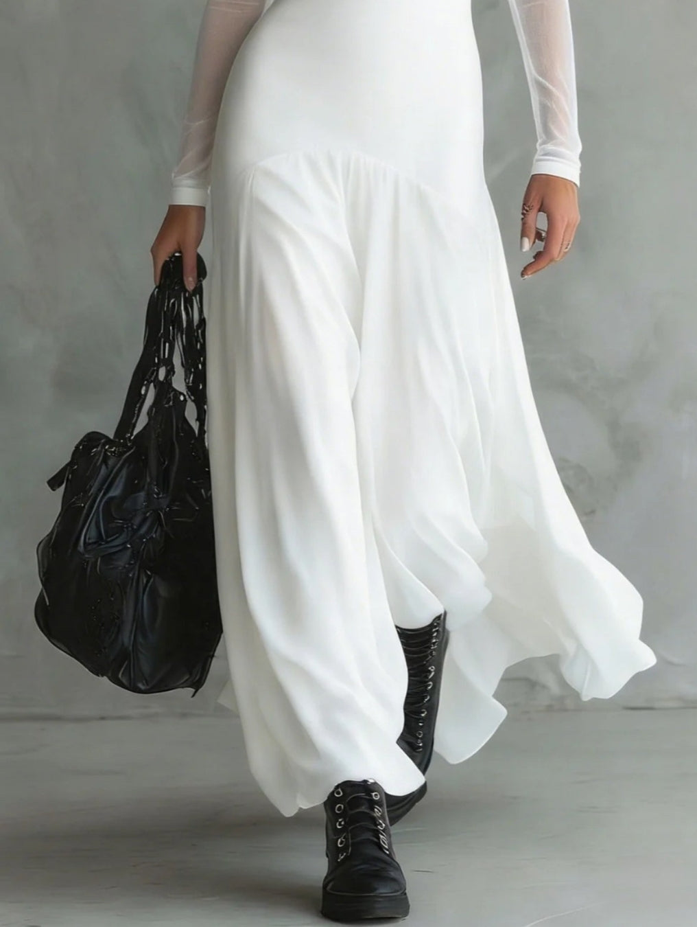 Ravenna™ | Elegant Long Black Tulle Dress
