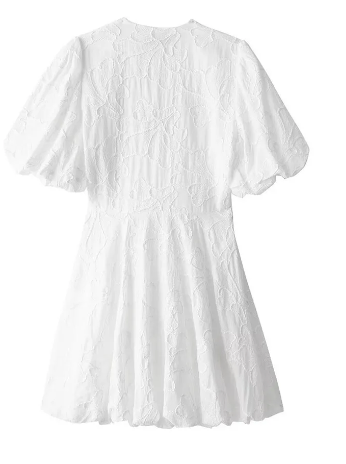 Fay | White dress with embroidered ruffles