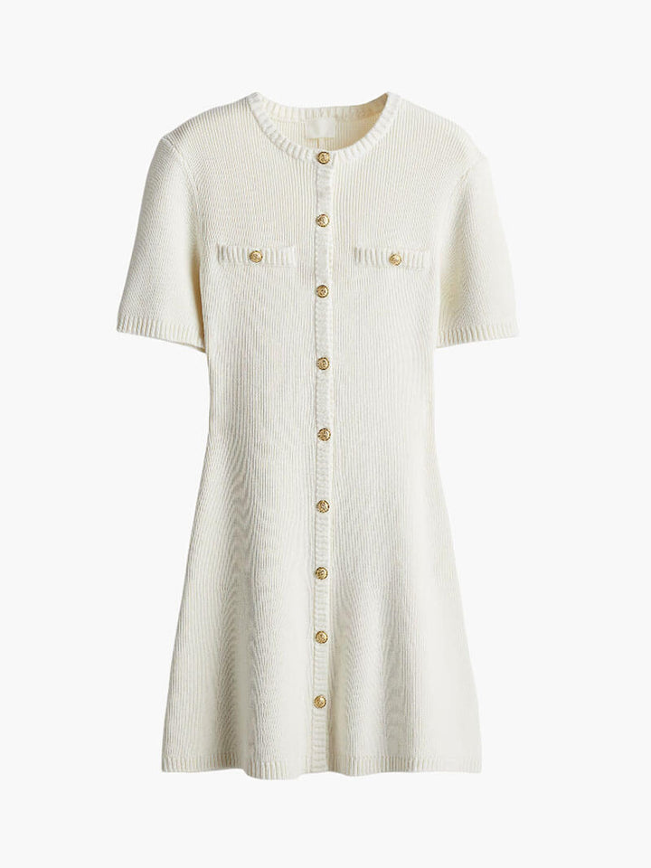 Jess | Knitted Mini Dress with Golden Buttons
