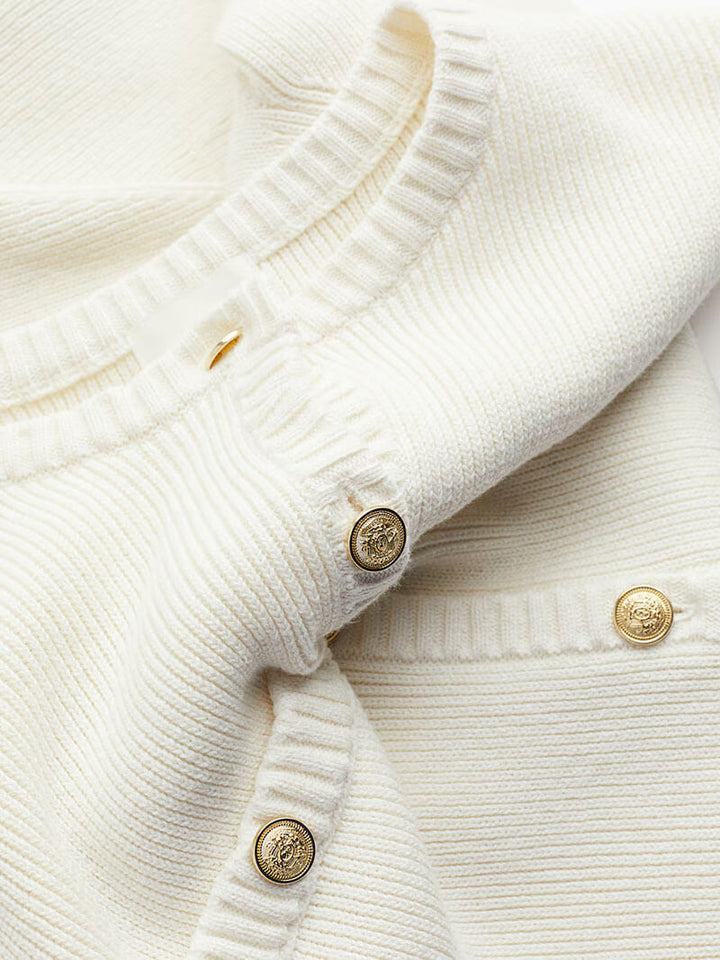 Jess | Knitted Mini Dress with Golden Buttons