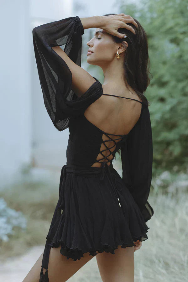 Elda | Elegant Women's Dress – Wrap Look & Pleated Skirt