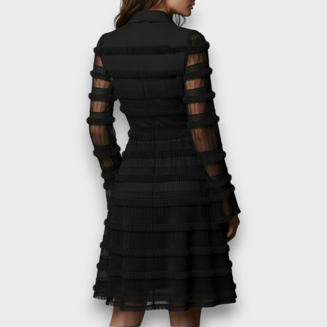 Nerina – Midi Dress with Sheer Fringes