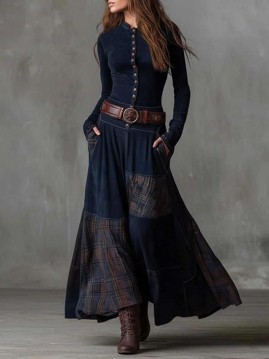 Lureno Heritage | Iconic Suede-Texture Maxi Dress