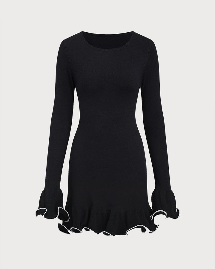 Felora | Ribbed Mini Dress - with Ruched Detailing, Casual Elegant