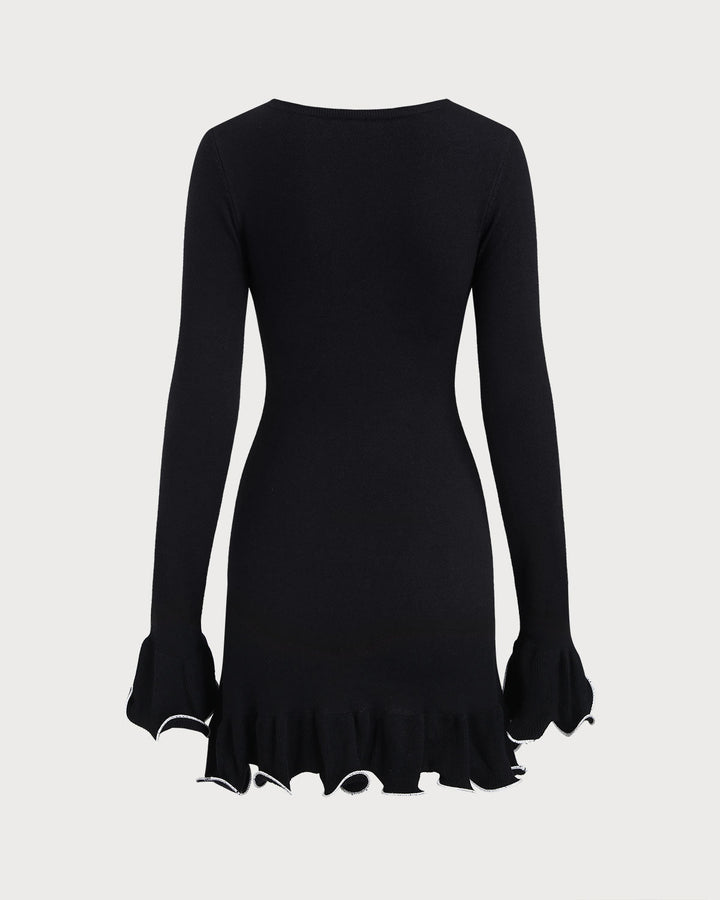 Felora | Ribbed Mini Dress - with Ruched Detailing, Casual Elegant