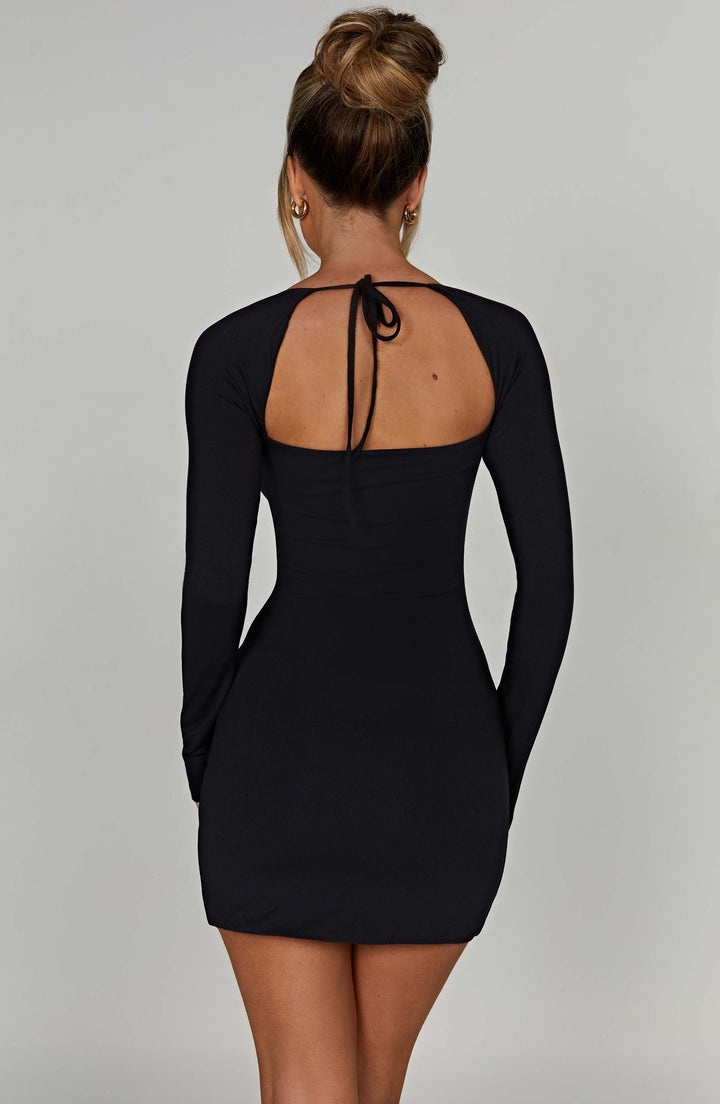 Belle | Elegant Black Mini Dress with Square Neckline
