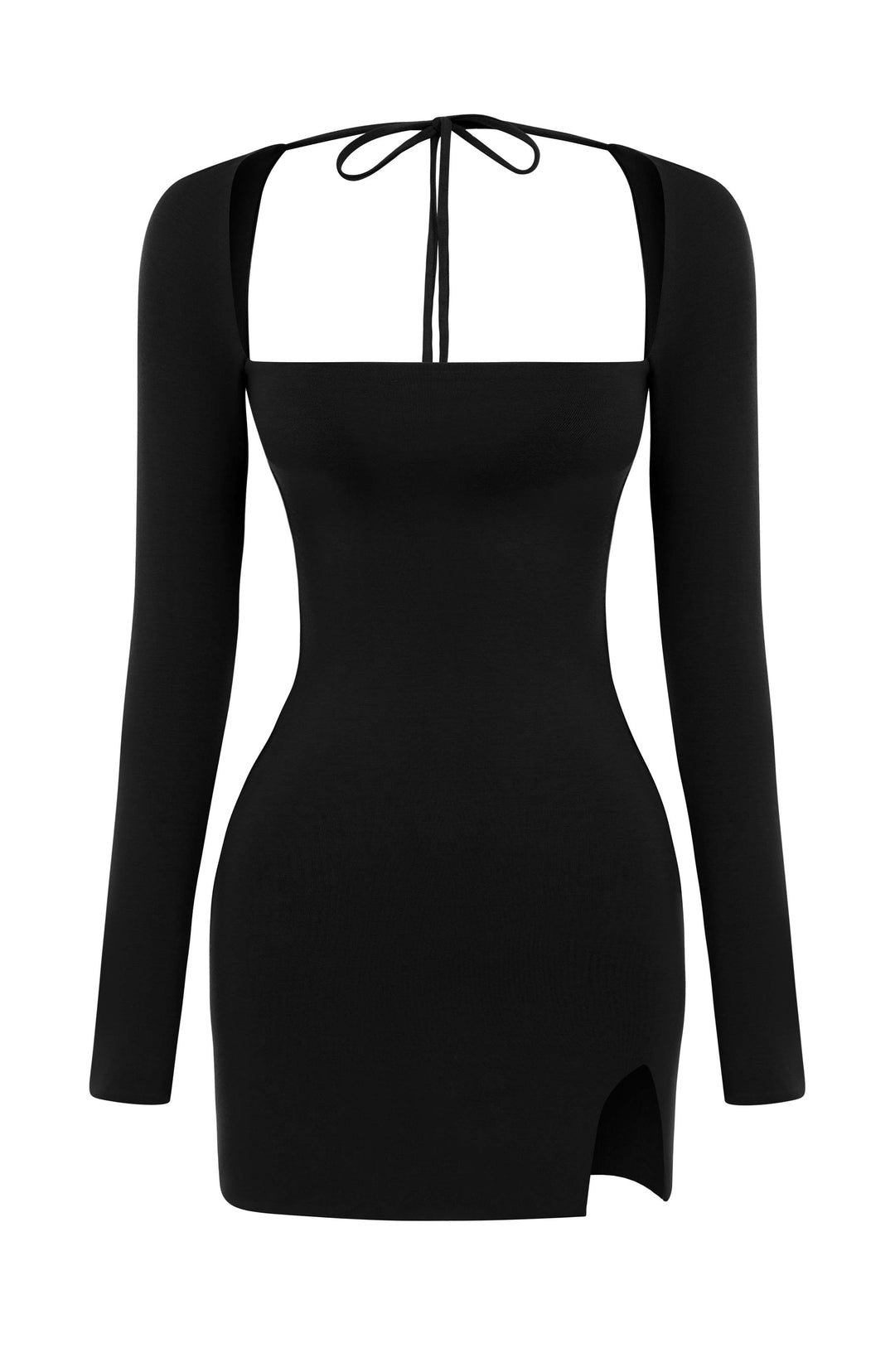 Belle | Elegant Black Mini Dress with Square Neckline