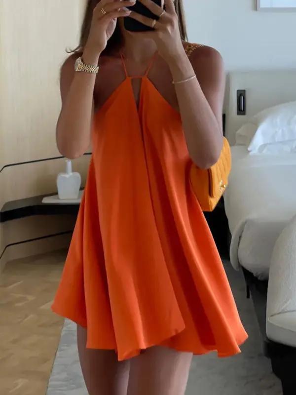 Estelle | A-line Summer Dress with V-Neck and Open Back – Sleeveless
