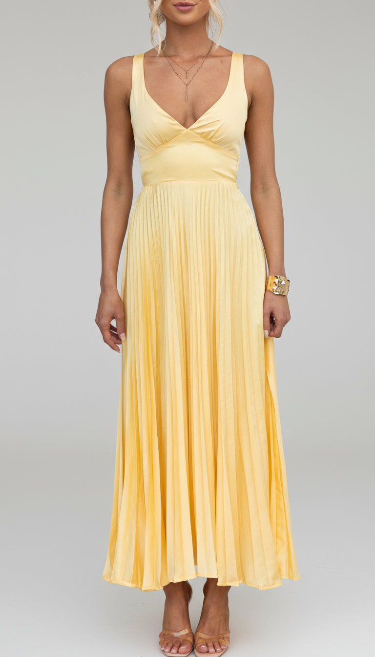 Isadora™ | Yellow V-Neck Maxi Dress