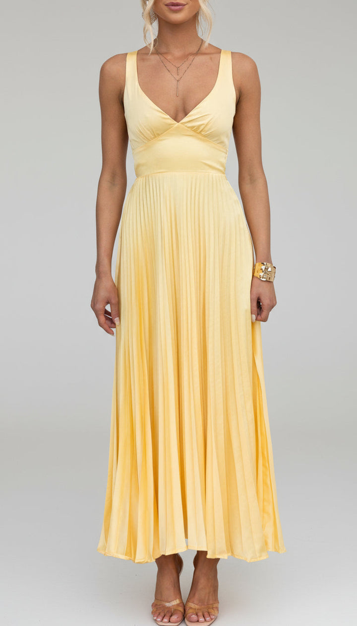 Isadora™ | Yellow V-Neck Maxi Dress
