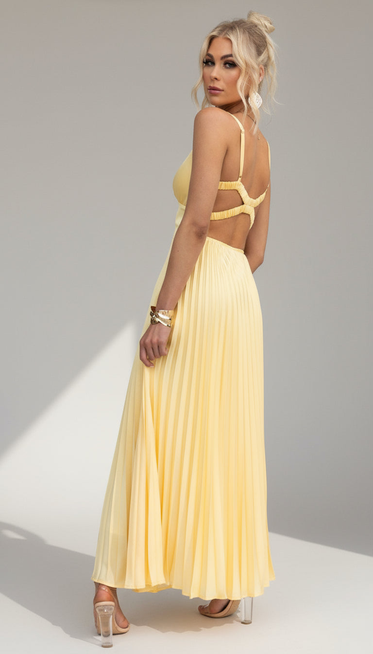 Isadora™ | Yellow V-Neck Maxi Dress