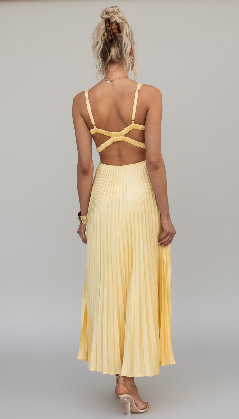 Isadora™ | Yellow V-Neck Maxi Dress