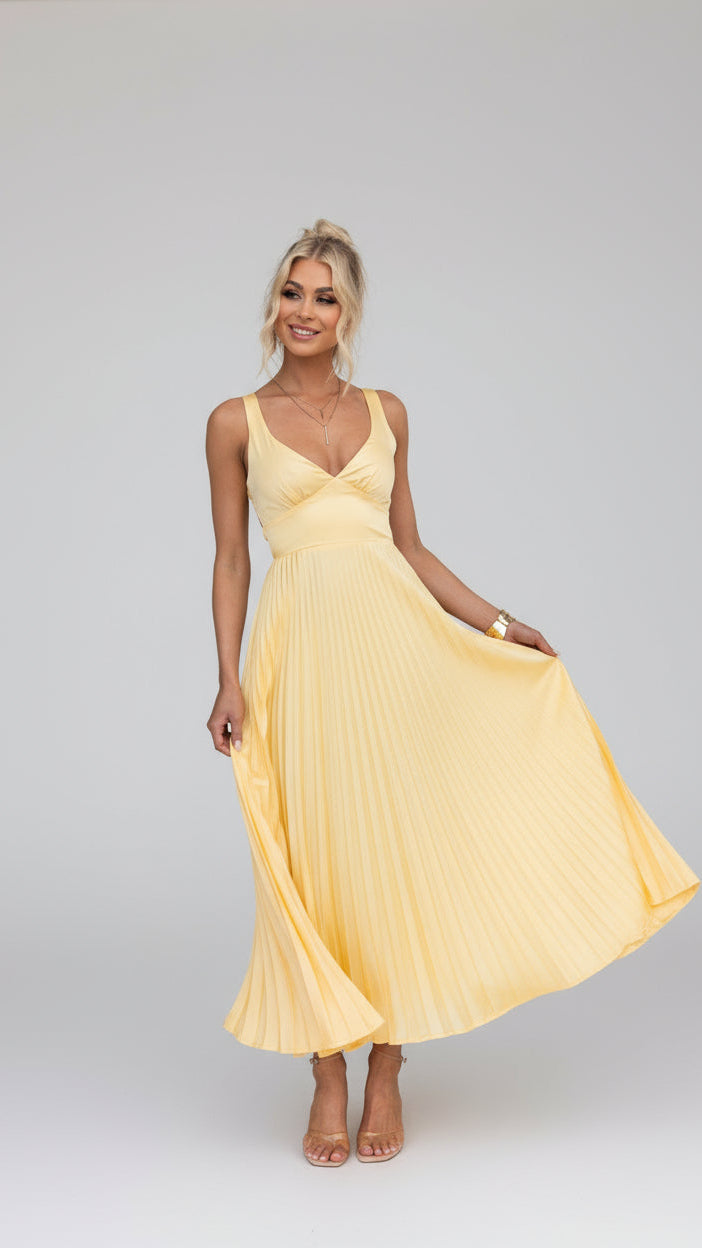 Isadora™ | Yellow V-Neck Maxi Dress