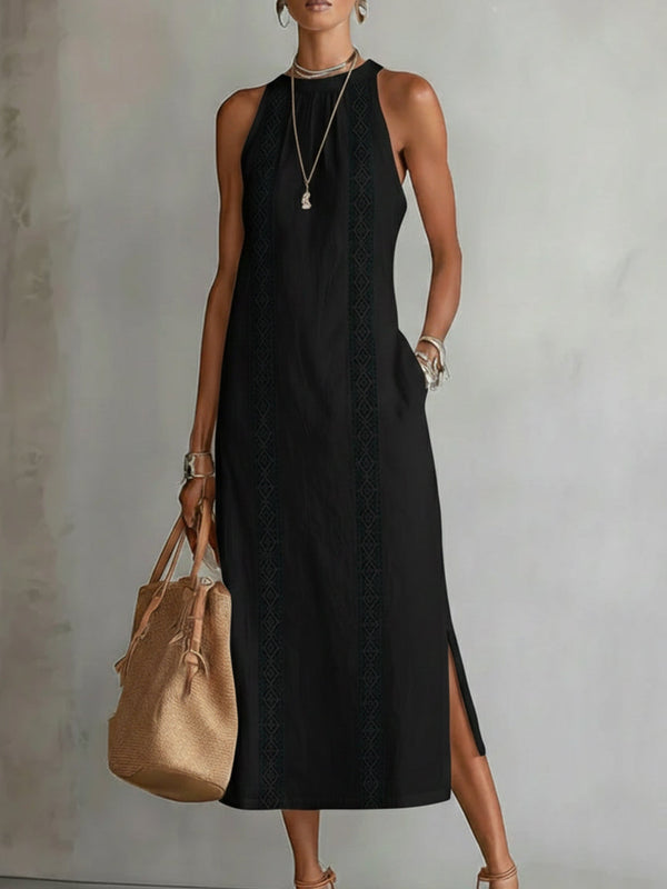 Jimena - Midi-length dress with a mandarin collar